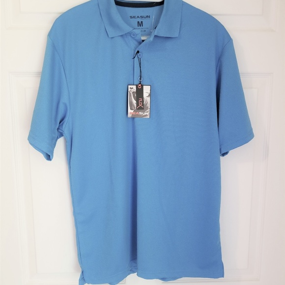 Sea Sun Polo NWT Medium Blue Short Sleeve Ribbed - Picture 2 of 6